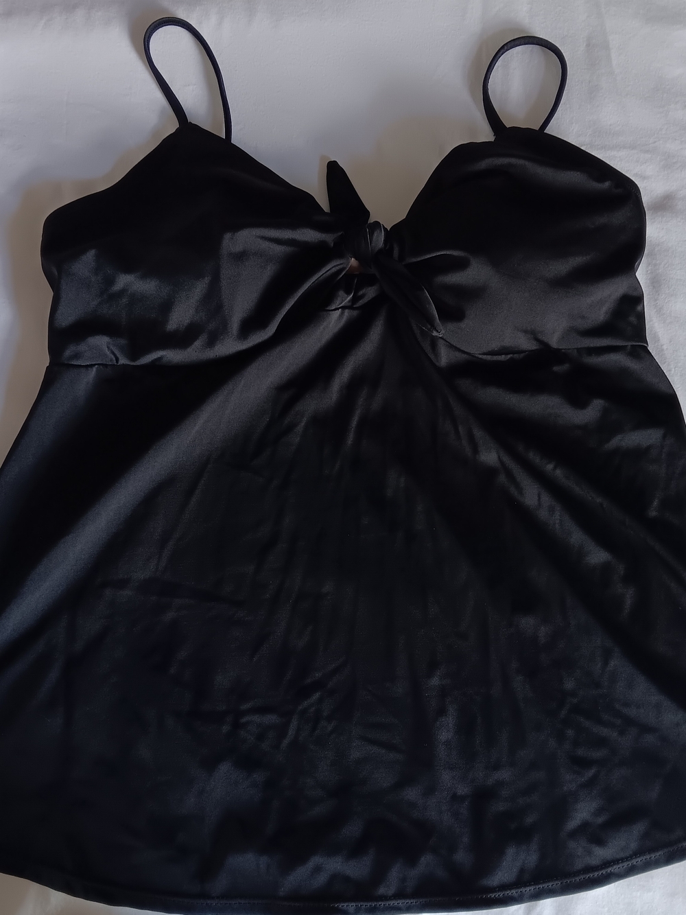 Motherhood Black Tankini Swim Top Tankini Top Tie-Front, Size Large